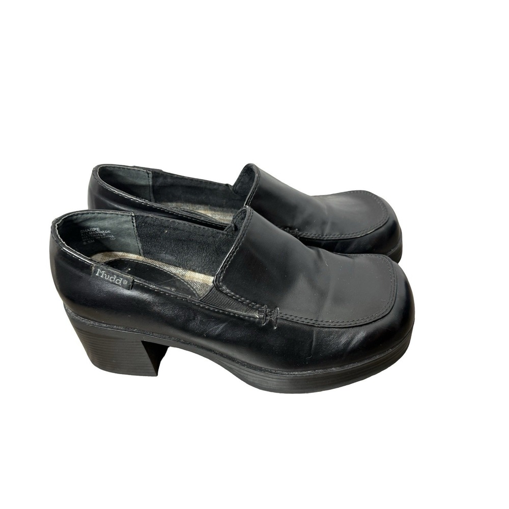 Vintage 90's‎ Y2K MUDD Black Chunky Heel Platform Loafers Shoes Size 6.5